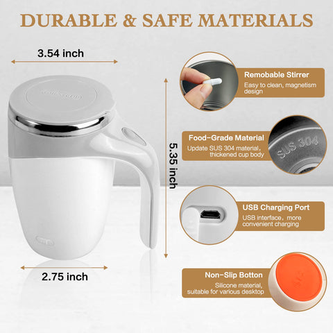 TXLOOK self stirring mug USB rechargeable battery and charging area