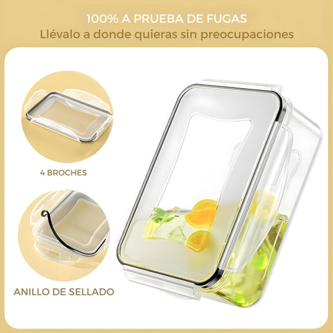 TYKOON AISOON 34oz rectangular container with clear lid for visibility.