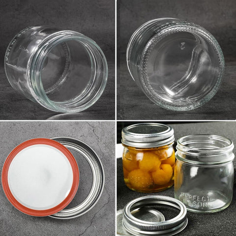 Tynatune glass canning jar 8oz in stackable design for pantry organization.