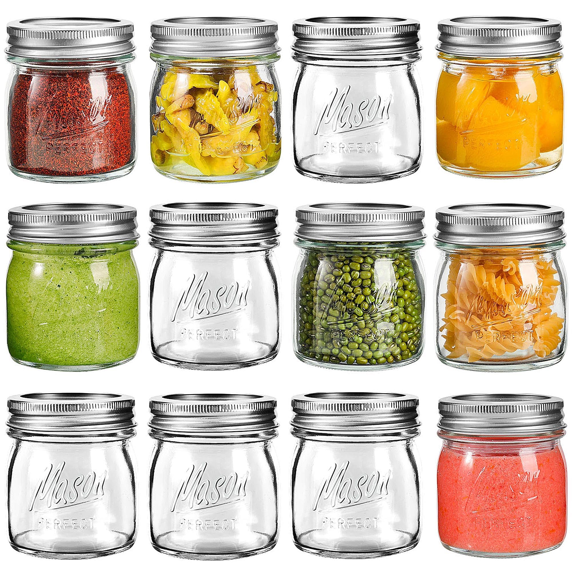 Tynatune 8 oz mason jar with lids and bands for secure sealing and freshness.