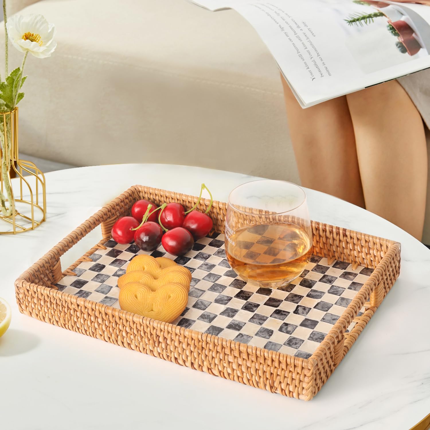 Tynulox tray on bathroom vanity for jewelry or perfume organization