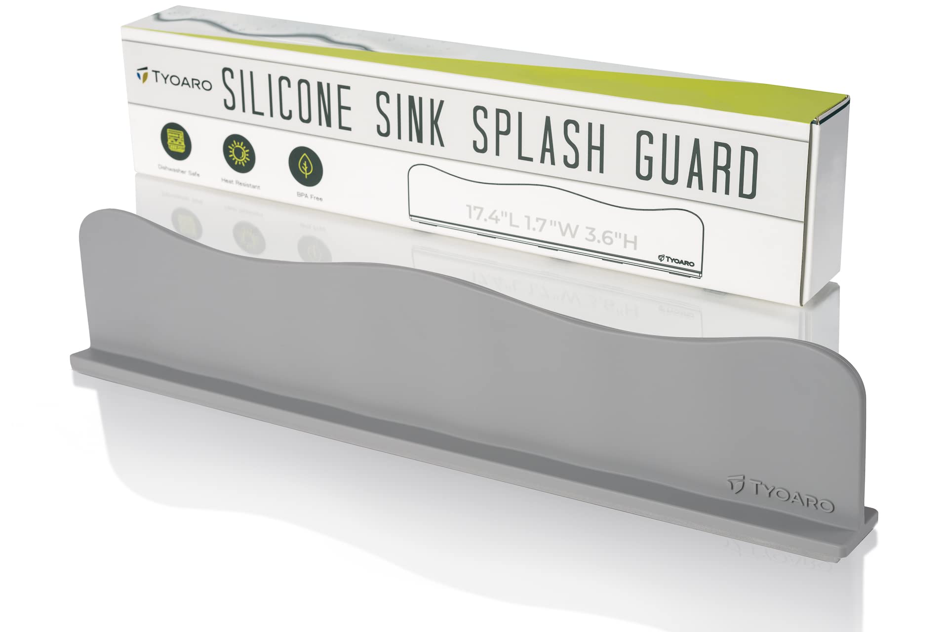 TYOARO silicone sink splash guard front view prevents splashes and keeps you dry