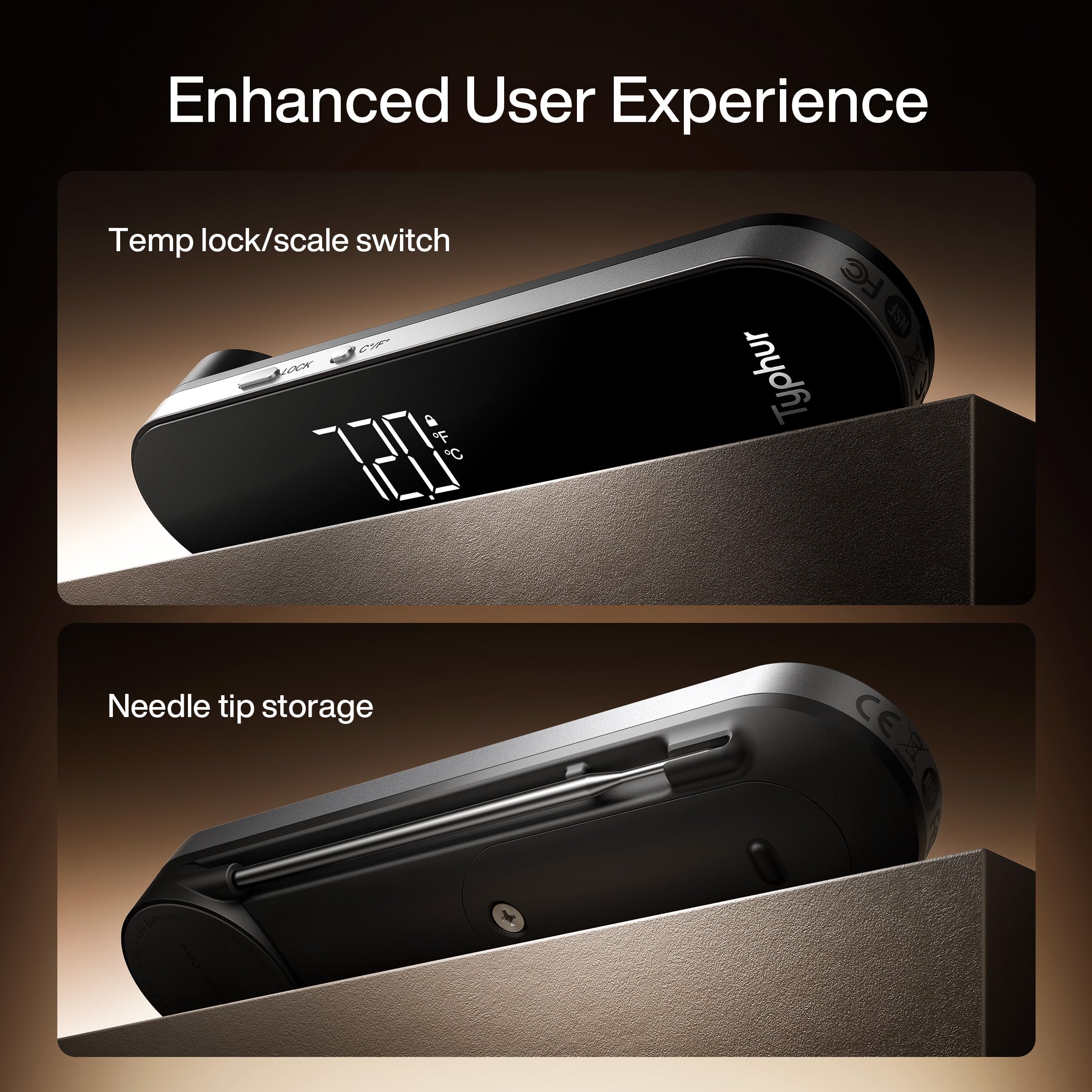 Typhur InstaProbe Core 180-degree rotatable display for easier viewing