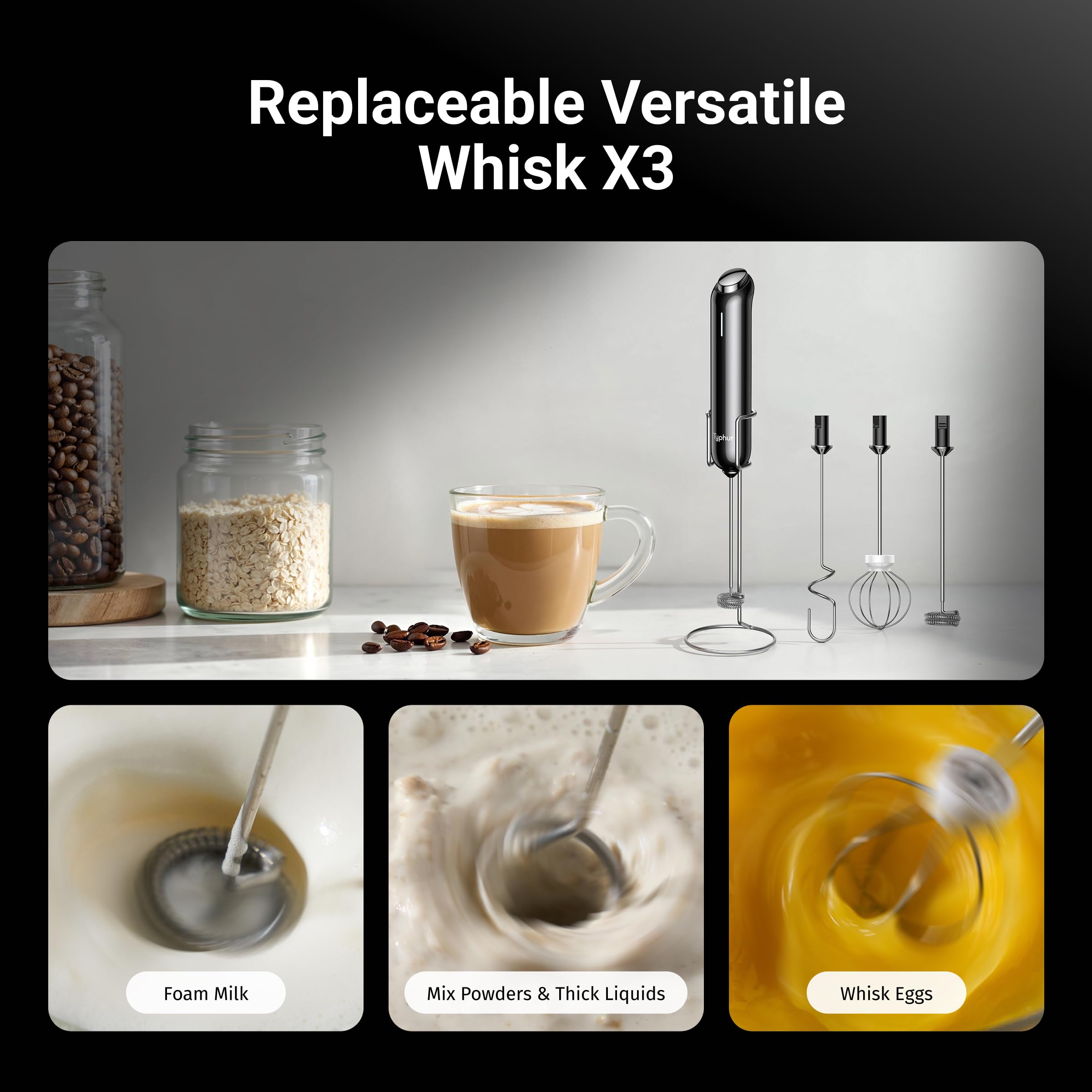 Typhur InstaWhisk USB-C rechargeable battery powers long sessions