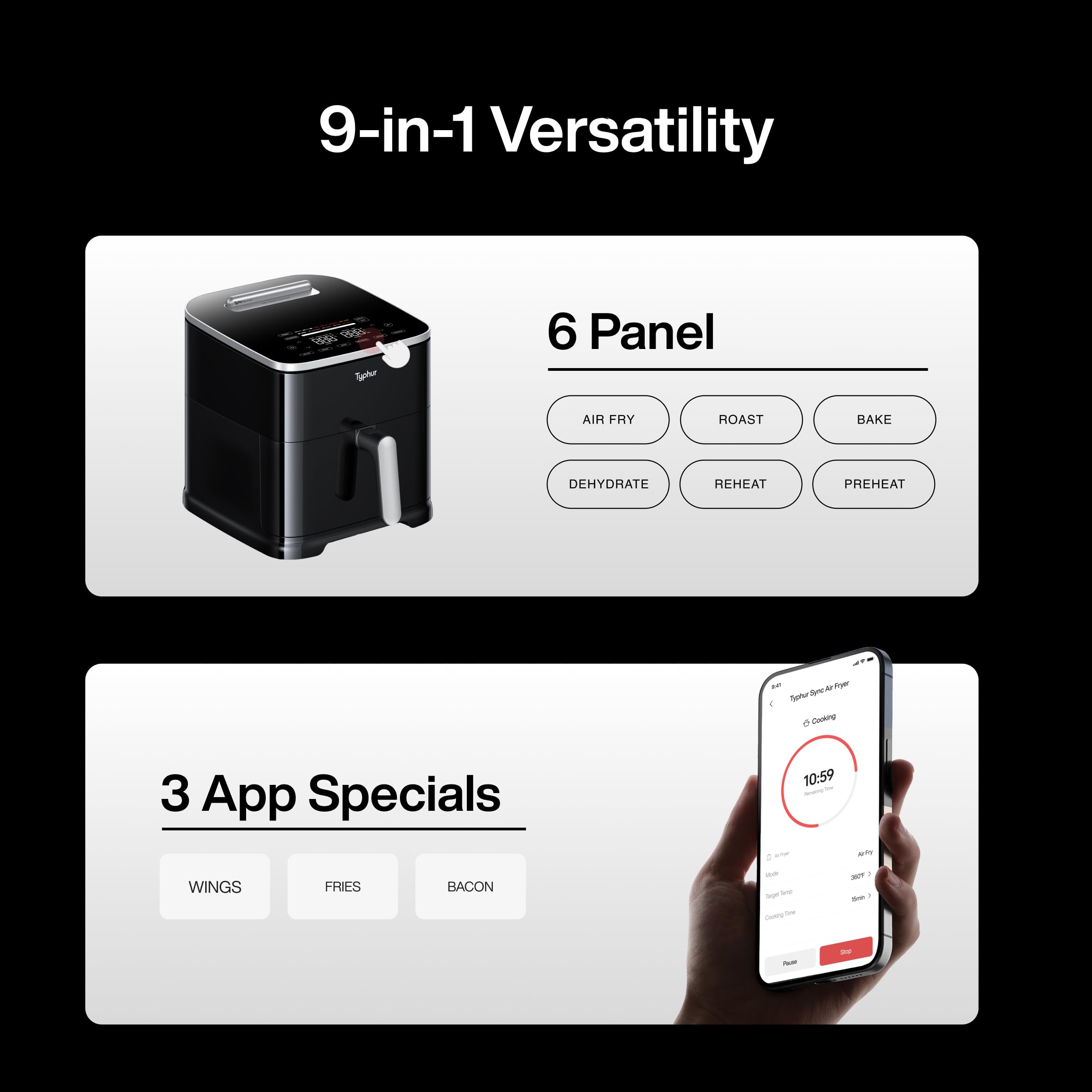 Typhur Sync Air Fryer app control lets you adjust temps remotely.