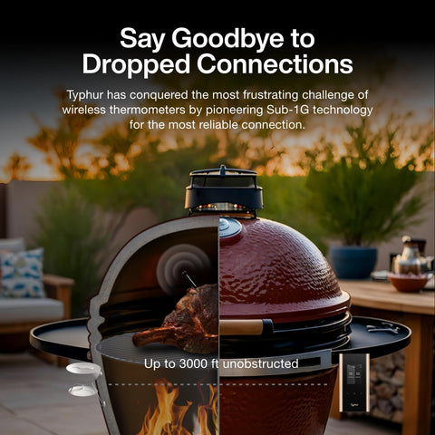 Typhur Sync Gold in kamado grill enables wireless monitoring
