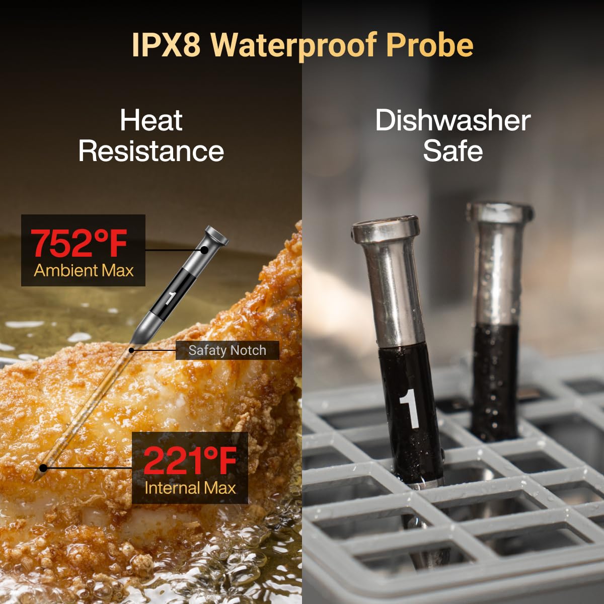Close-up of the large LCD screen displaying temps.