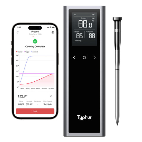 Typhur Sync One base with LCD display for precise cooking monitoring.