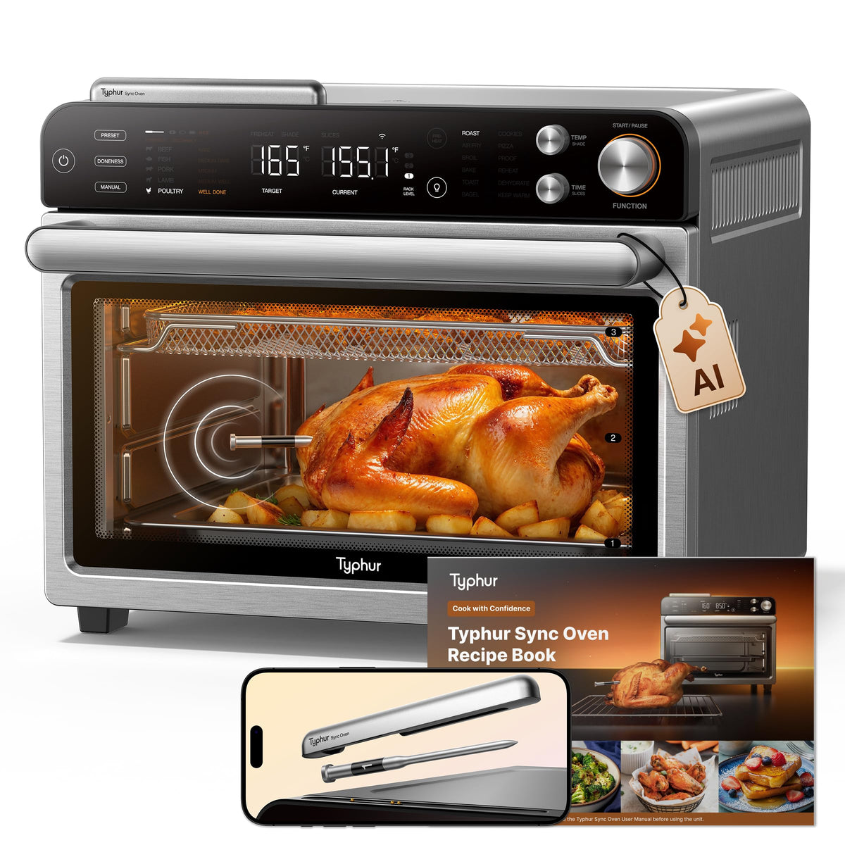 Typhur Sync Oven with wireless probe ready for precise monitoring during cooking