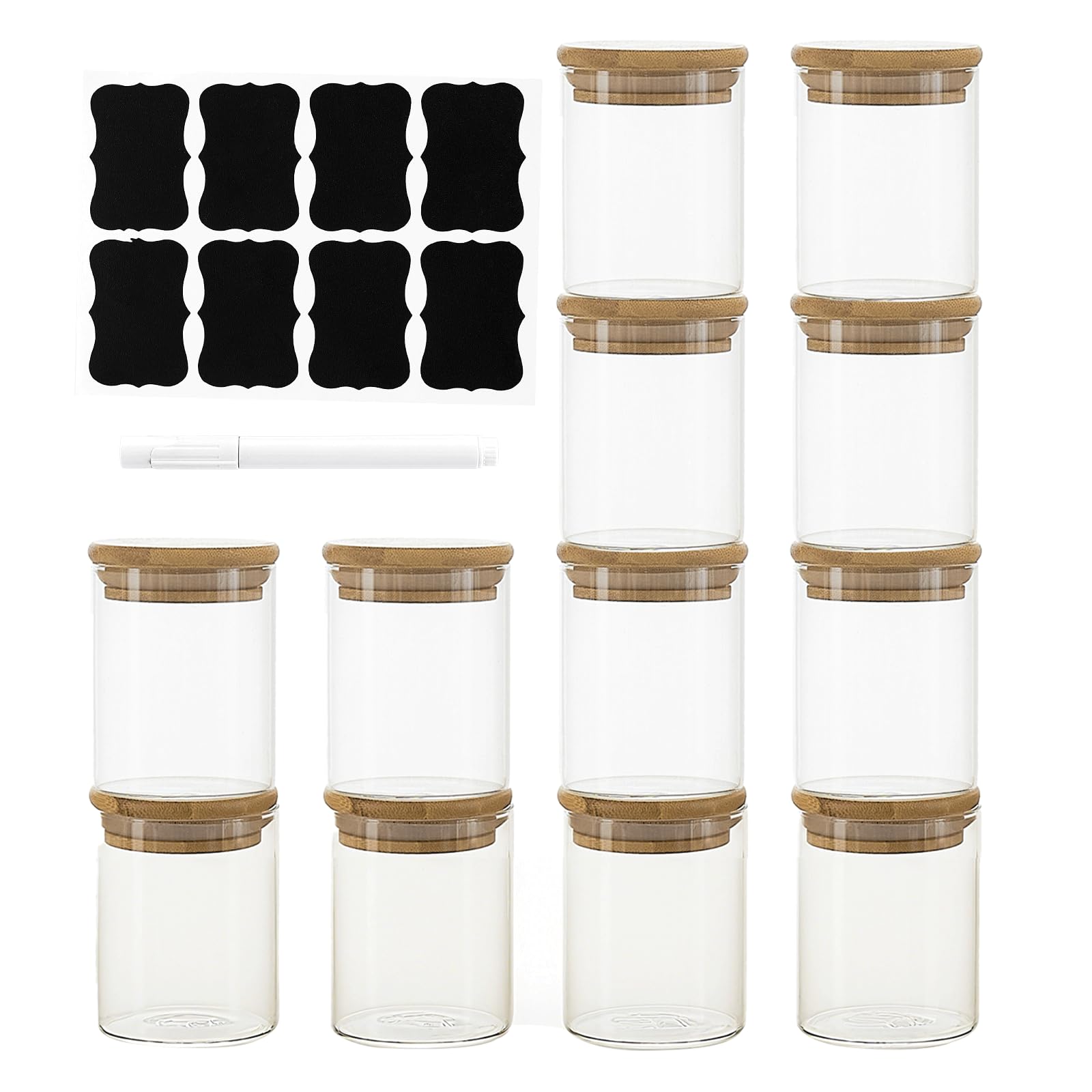 TYQG 12-pack 8 oz glass jars with lids for organized pantry storage.