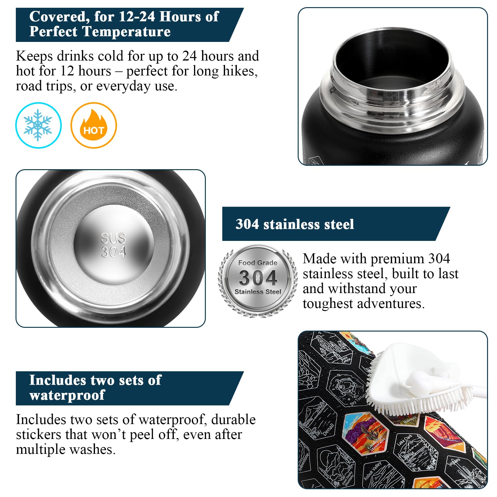 Tyraivl bottle shows sip and straw lids for versatile hydration.