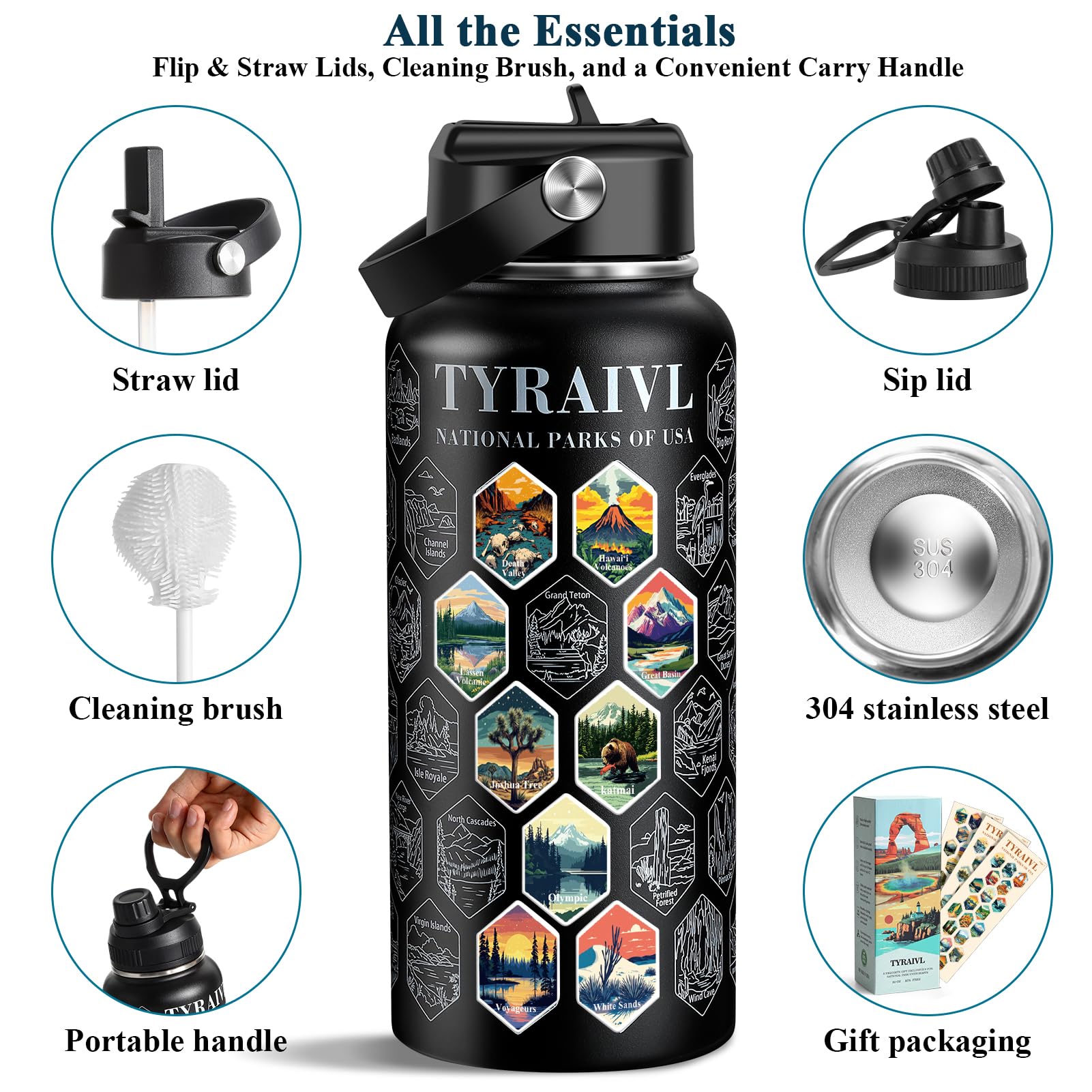 Tyraivl durable park stickers resist rain, sweat, and dishwasher cycles.