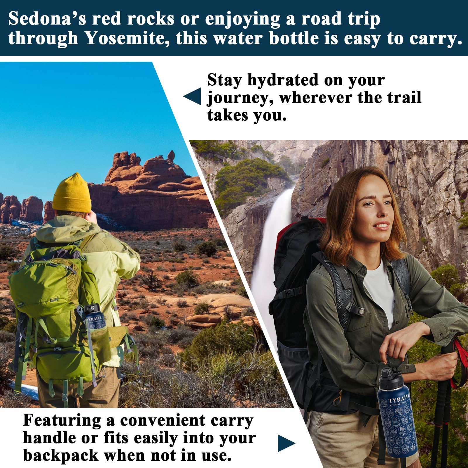 Tyraivl National Parks 32oz insulated bottle kept outdoors maintains temperature for hours