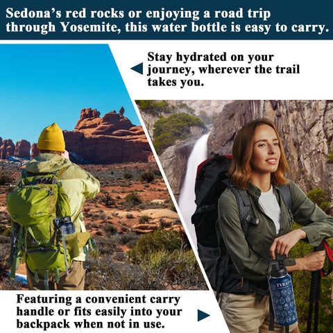 Tyraivl National Parks 32oz insulated bottle kept outdoors maintains temperature for hours