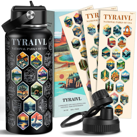 Tyraivl National Parks Bottle 32oz keeps drinks cold on hikes.