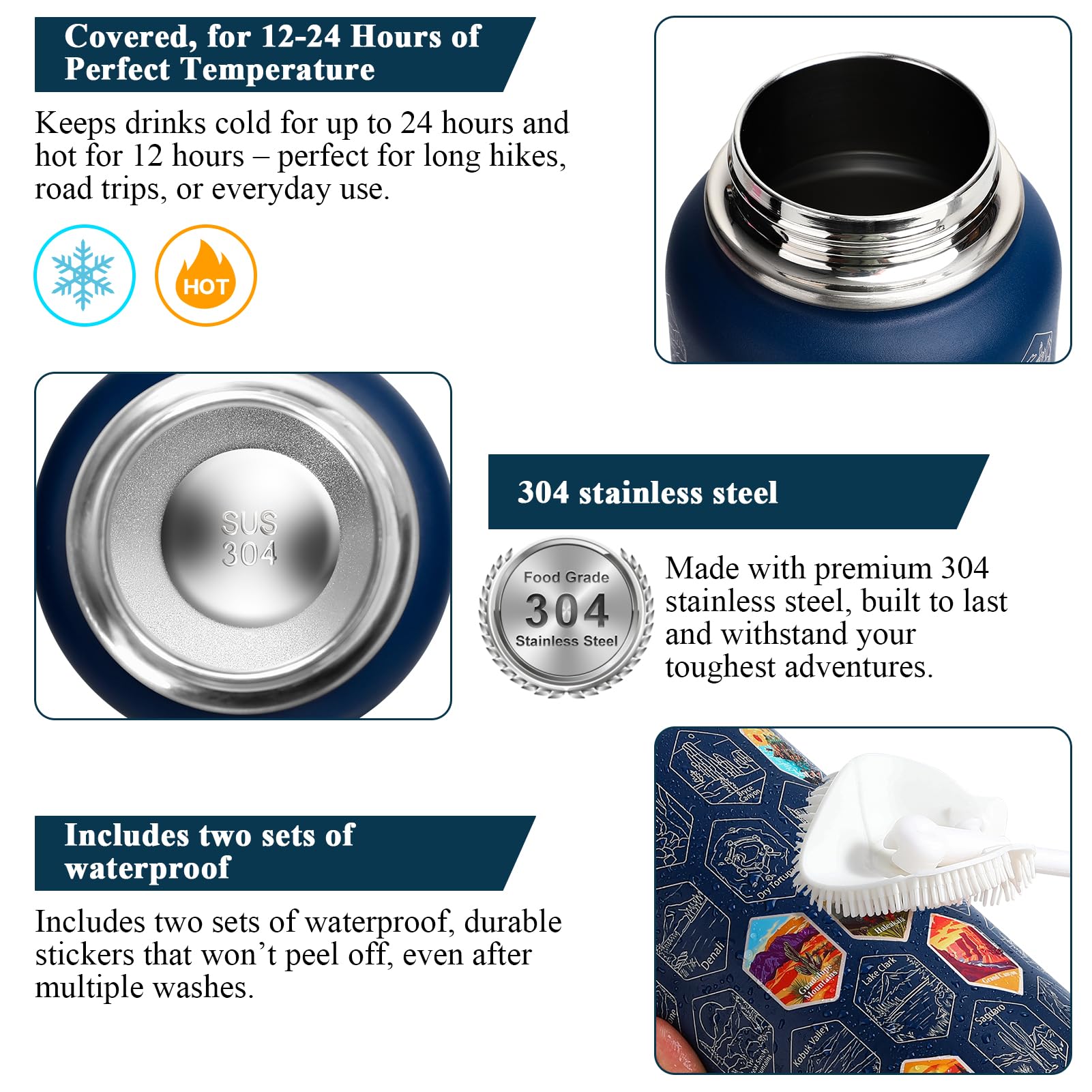 Tyraivl National Parks bottle dual lids offering sip and straw options for versatile hydration