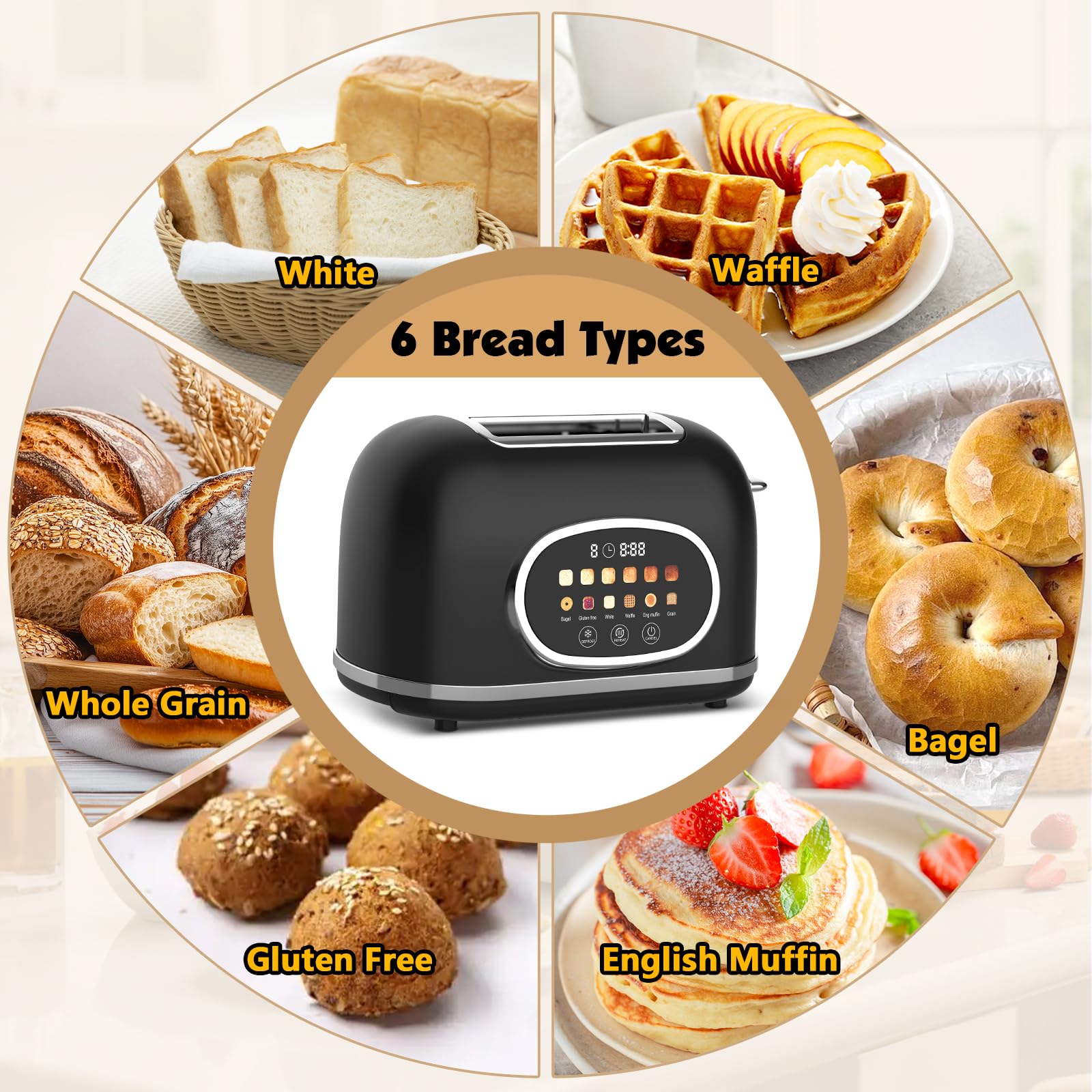 Tyyaefy 1-5-inch wide slots fit thick bread for even toasting.