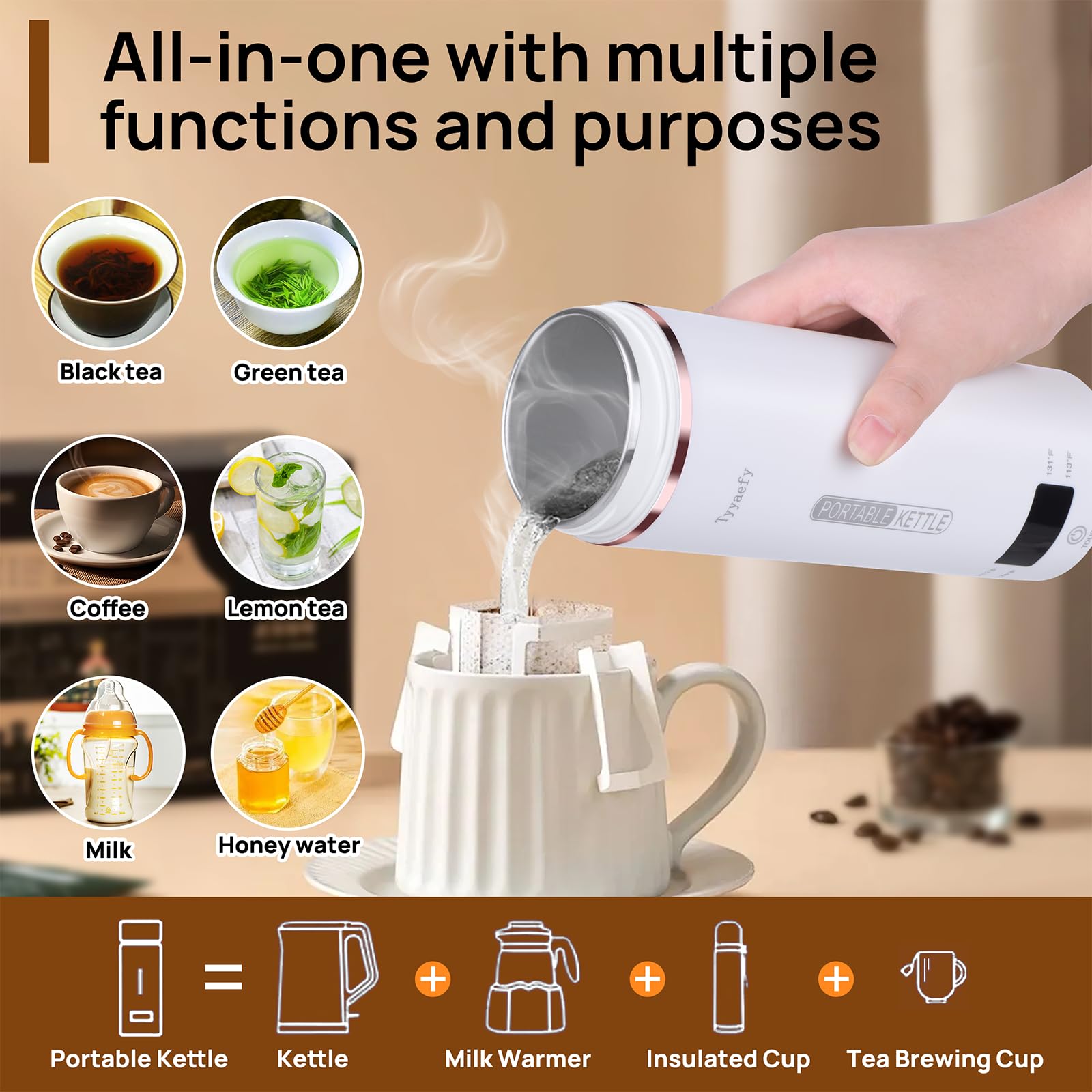 Tyyaefy 450ml stainless steel interior demonstrates durable construction for daily hot drinks