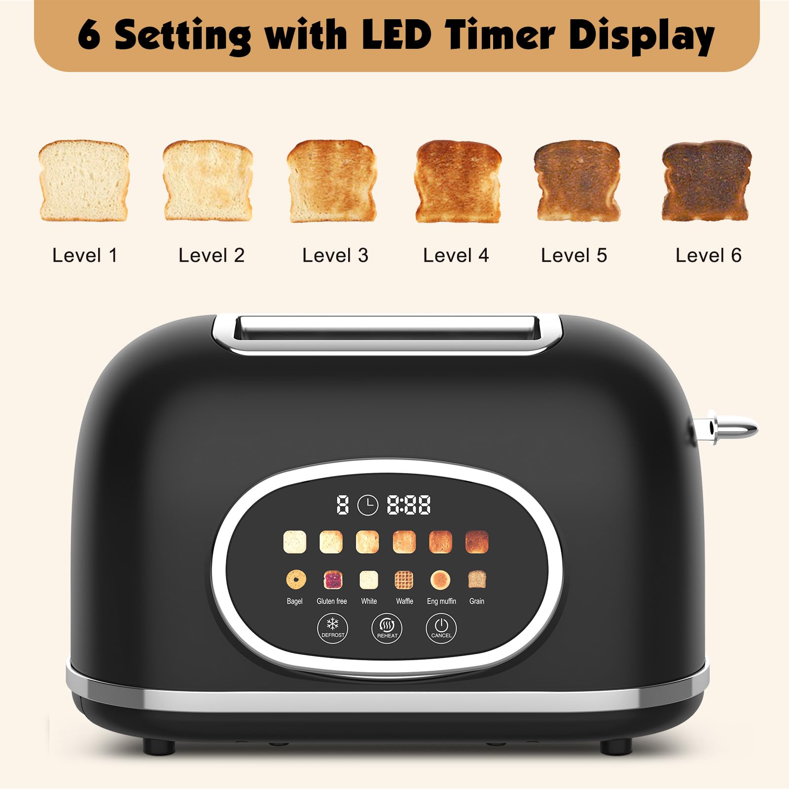 Tyyaefy even heating tubes ensure uniform heat across slices.