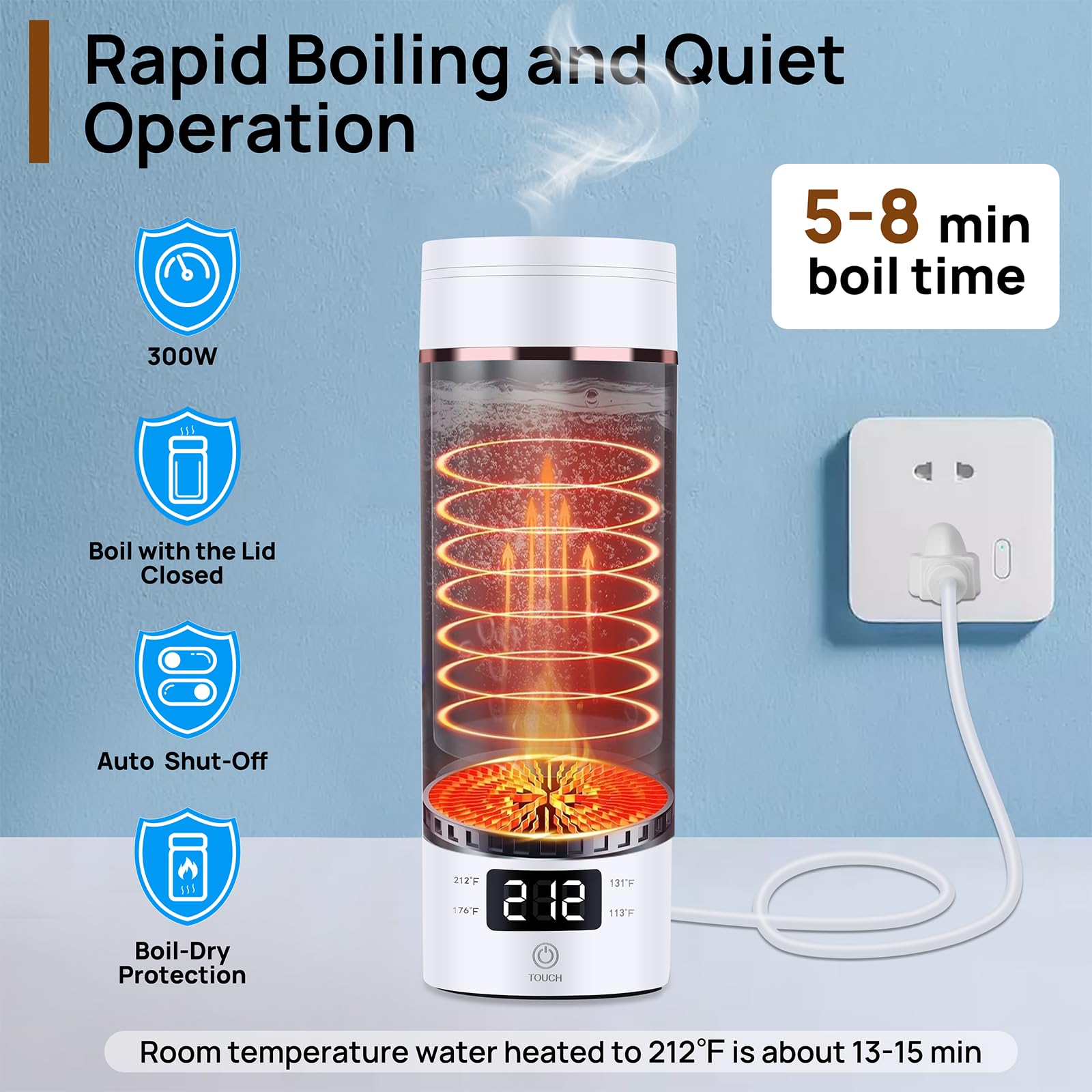 Tyyaefy rapid boil and quiet operation highlights fast, low-noise heating