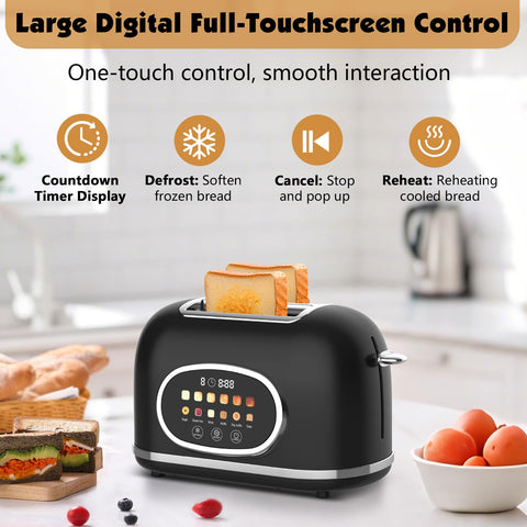 Tyyaefy touch-screen panel shows easy mode selection for quick toasting.