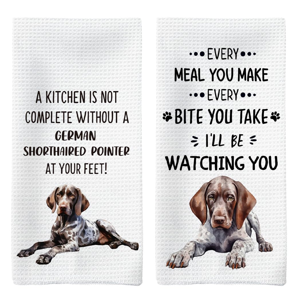Tzhim German Shorthaired Pointer gifts kitchen towels set 2 for cozy, dog-themed kitchen decor