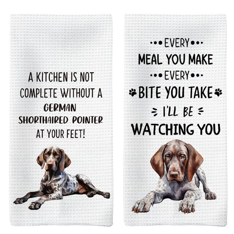 Tzhim German Shorthaired Pointer gifts kitchen towels set 2 for cozy, dog-themed kitchen decor