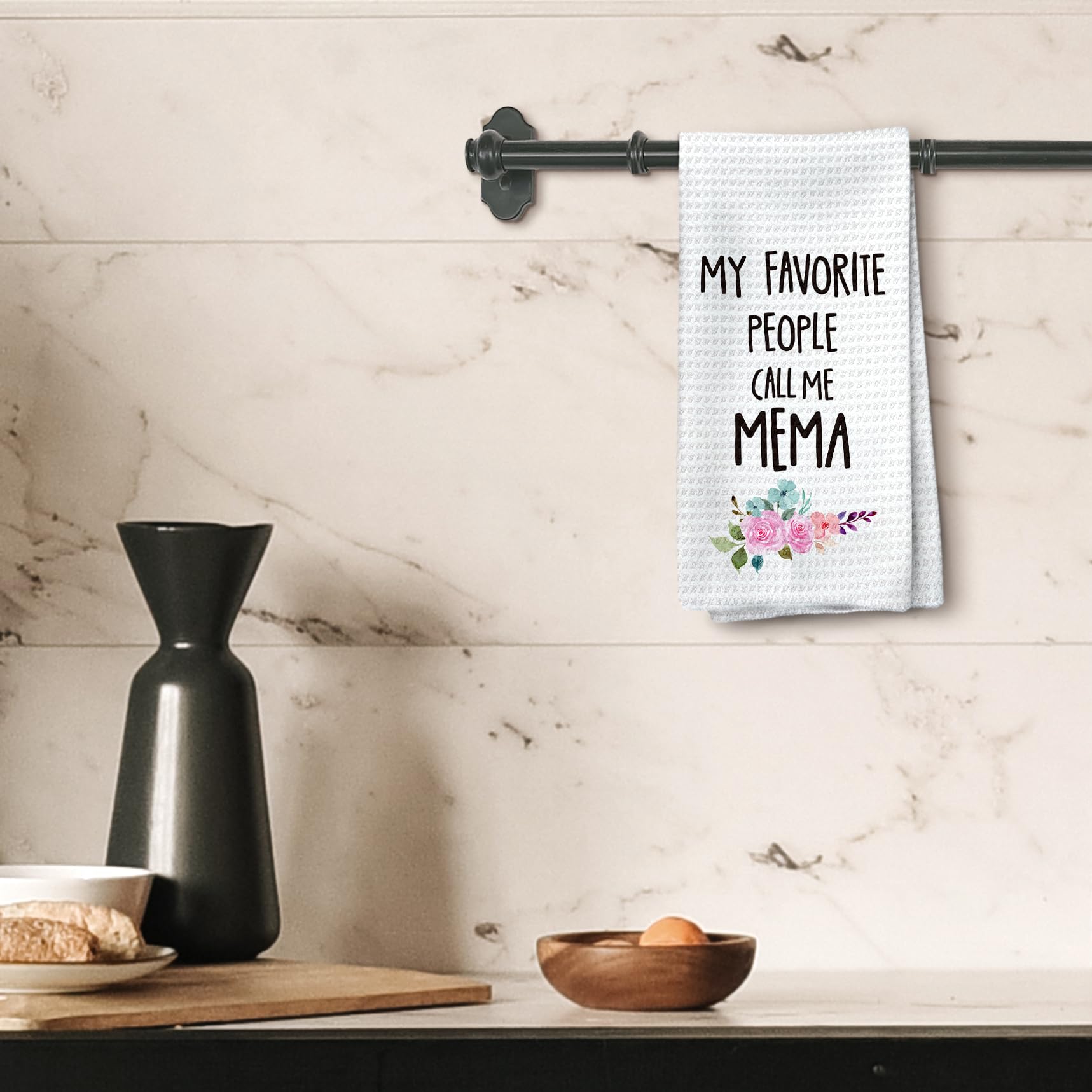 Tzhim Mema holiday decor towel fits Christmas and seasonal gatherings.