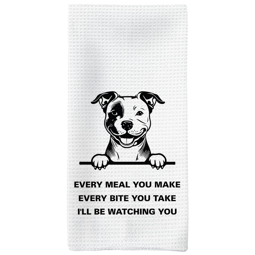 Tzhim Pitbull gifts kitchen towel front view, decorative and practical for daily use.