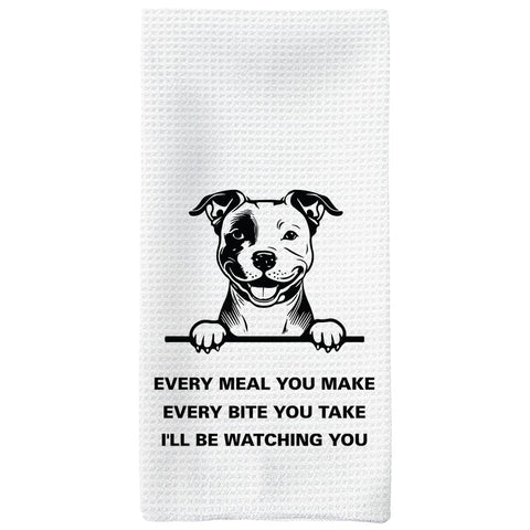 Tzhim Pitbull gifts kitchen towel front view, decorative and practical for daily use.