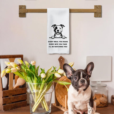 Tzhim Pitbulldecor hand towel set, versatile decor for bathroom and kitchen.