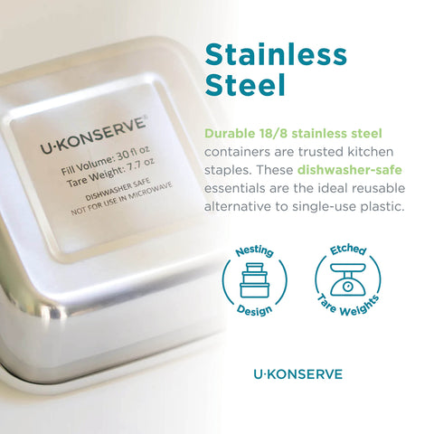 U Konserve dishwasher-safe stainless steel containers in use for easy cleaning.