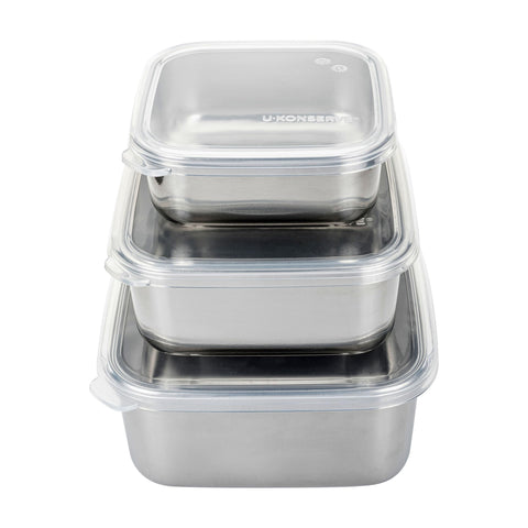 U Konserve 15oz nested-trio bento box stacked for compact meal prep.