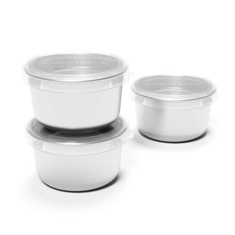 U Konserve round mini containers with silicone lids for fresh lunches on the go.