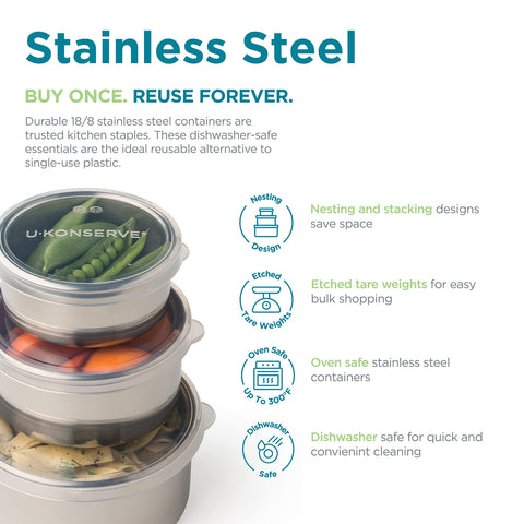 U Konserve bento box with leak-proof silicone lid preserves freshness on the go.