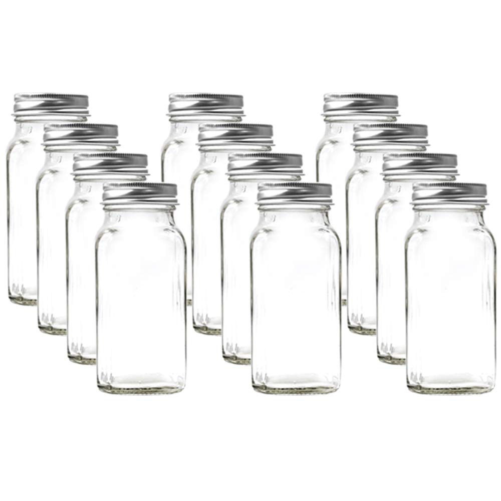 U-Pack square glass spice bottles with 4 oz capacity offer clear visibility for easy spice identification.