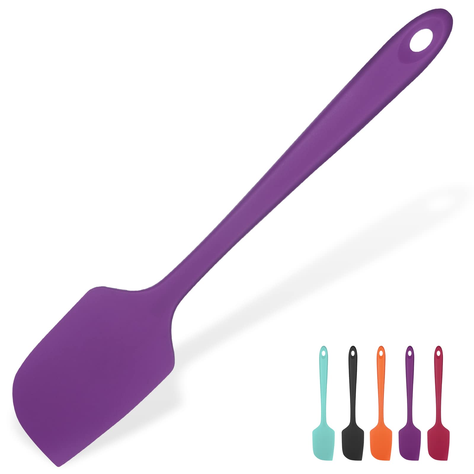 U-Taste 14in extra-large silicone spatula in purple, ideal for scraping bowls with nonstick cookware.