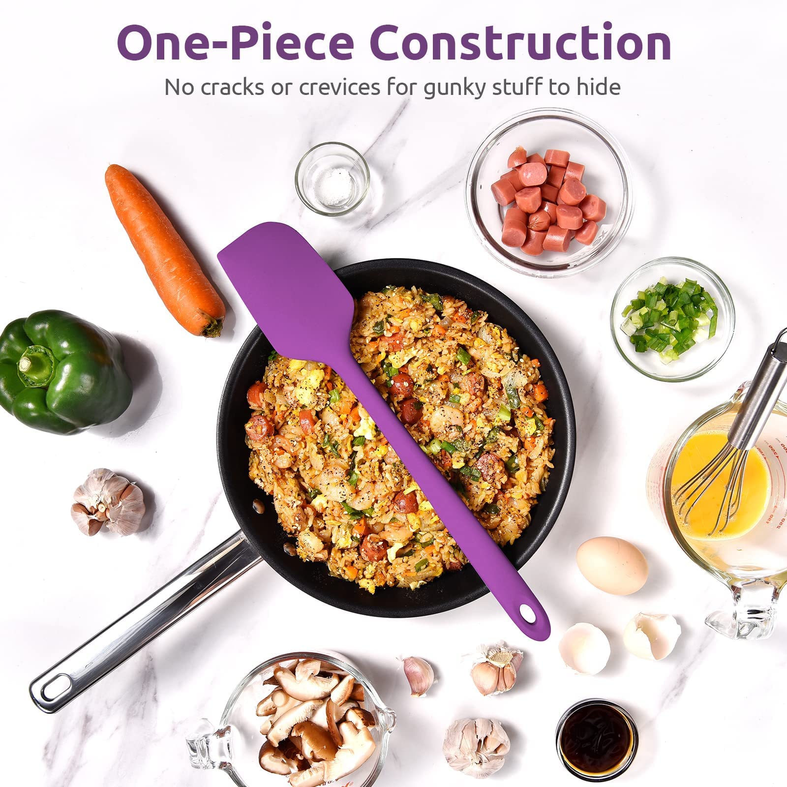Versatile tool for stirring, scraping, and smoothing batters in nonstick cookware.