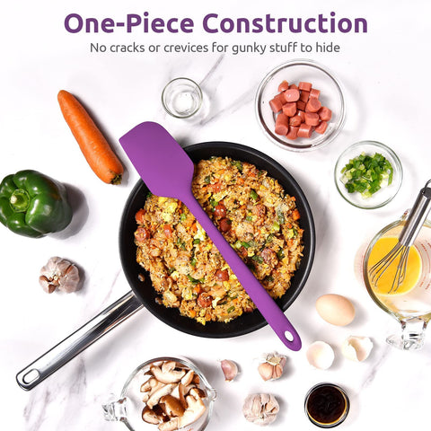 Versatile tool for stirring, scraping, and smoothing batters in nonstick cookware.