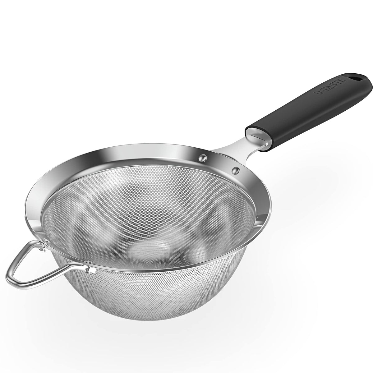 U-Taste 5.5-inch mesh strainer with riveted handle for precise pouring and filtration