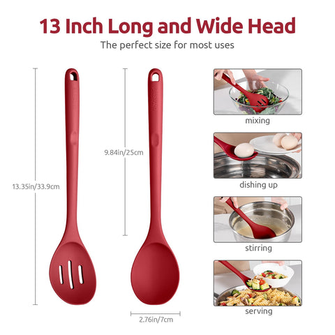 U-Taste 600f silicone spoon with slotted head for draining liquids.