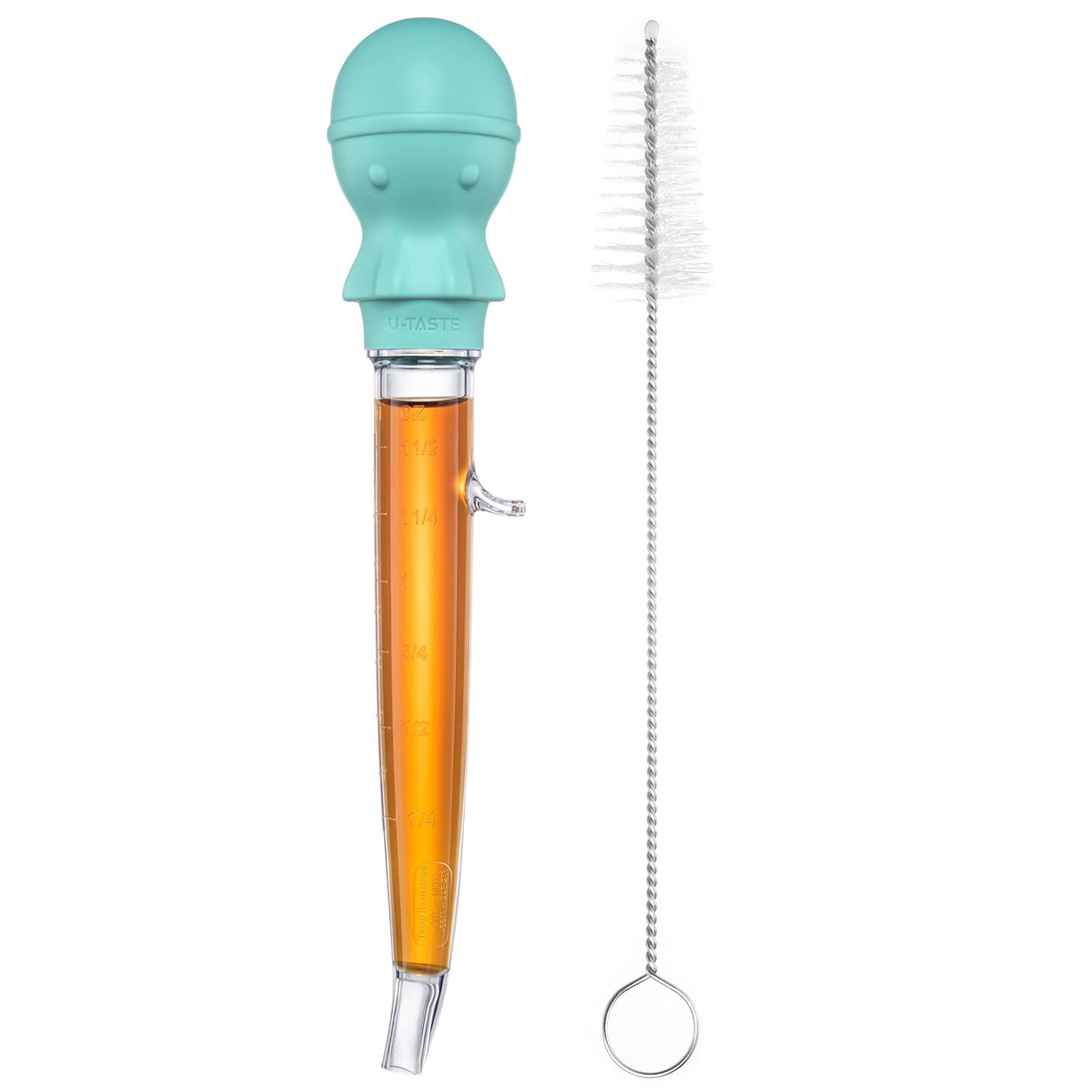 U-Taste angled turkey baster with Aqua Sky finish for precise basting