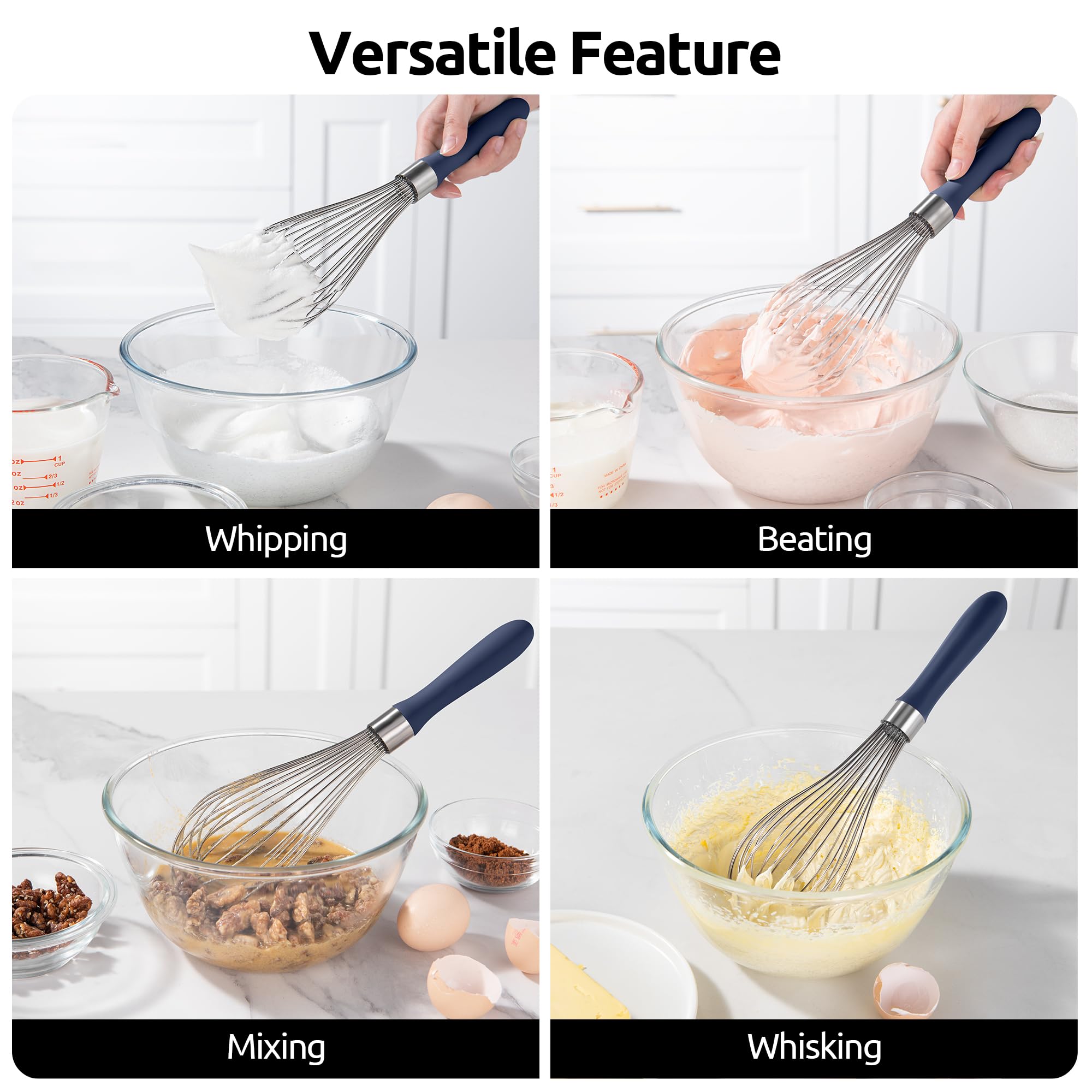 U-Taste balloon whisk midnight blue finish adds stylish kitchen flair.