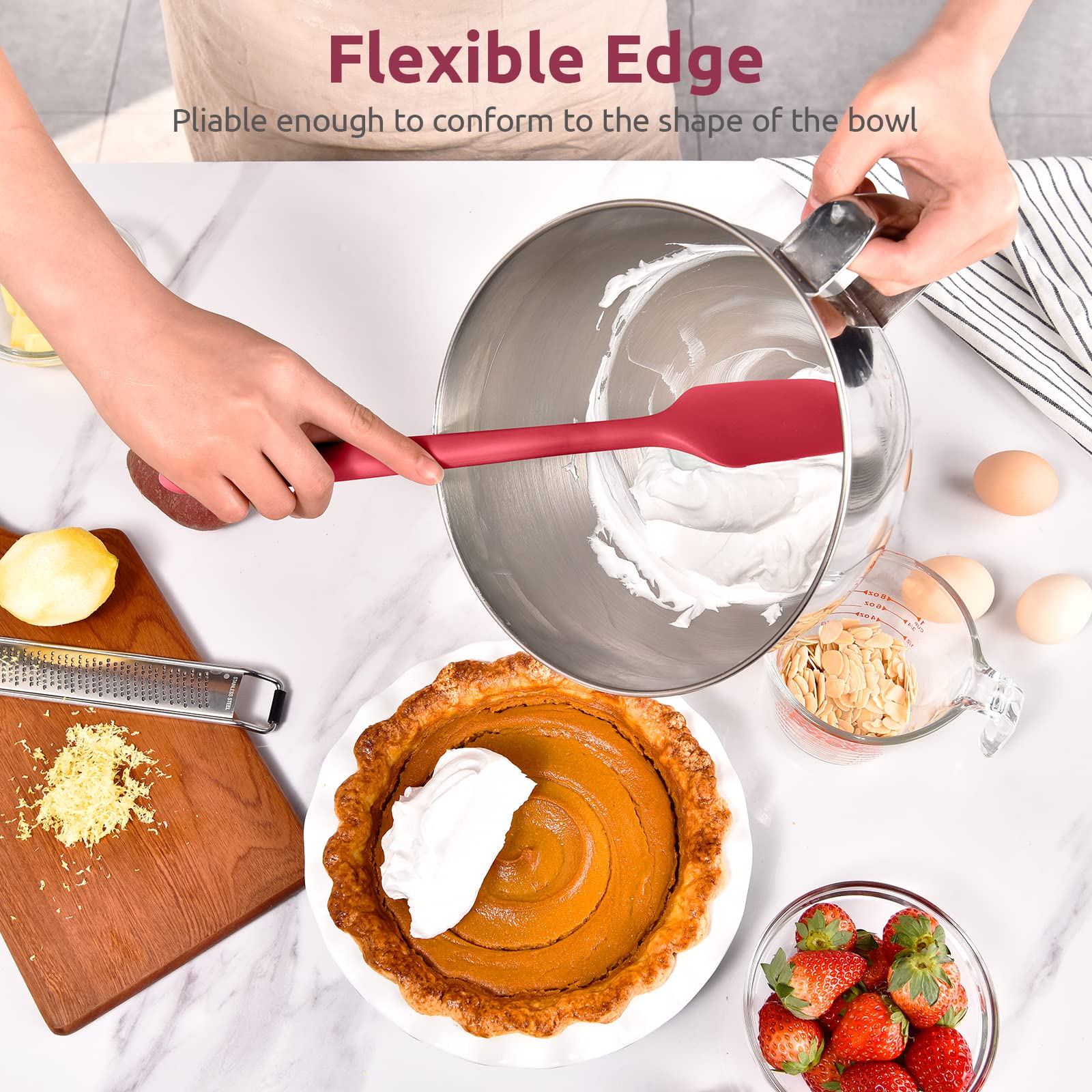 U-Taste bowl-edge scraper reaching corners for complete scraping