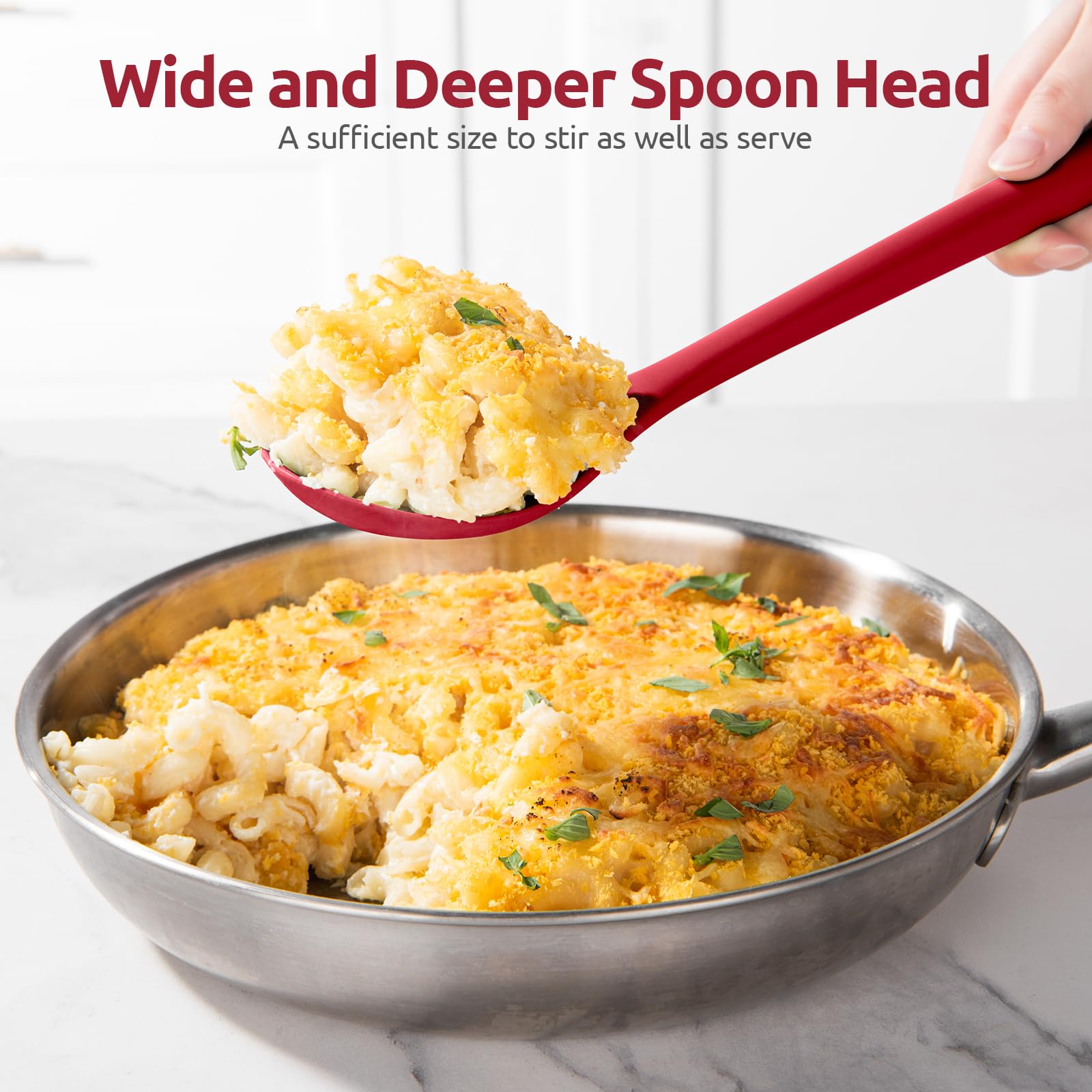 U-Taste ergonomic long-handle spoon comfortable grip in hand.