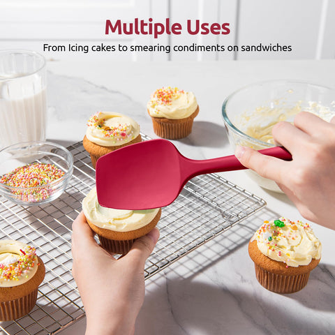 U-Taste folding berries into batter with spatula