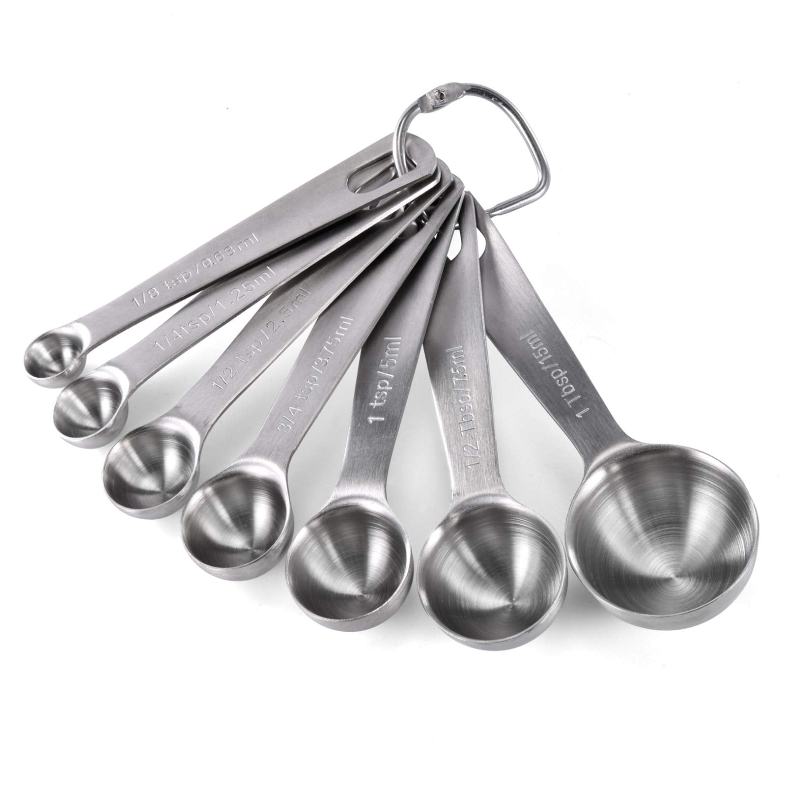 U-Taste measuring spoons 1/8 tsp close-up with etched markings for precision.