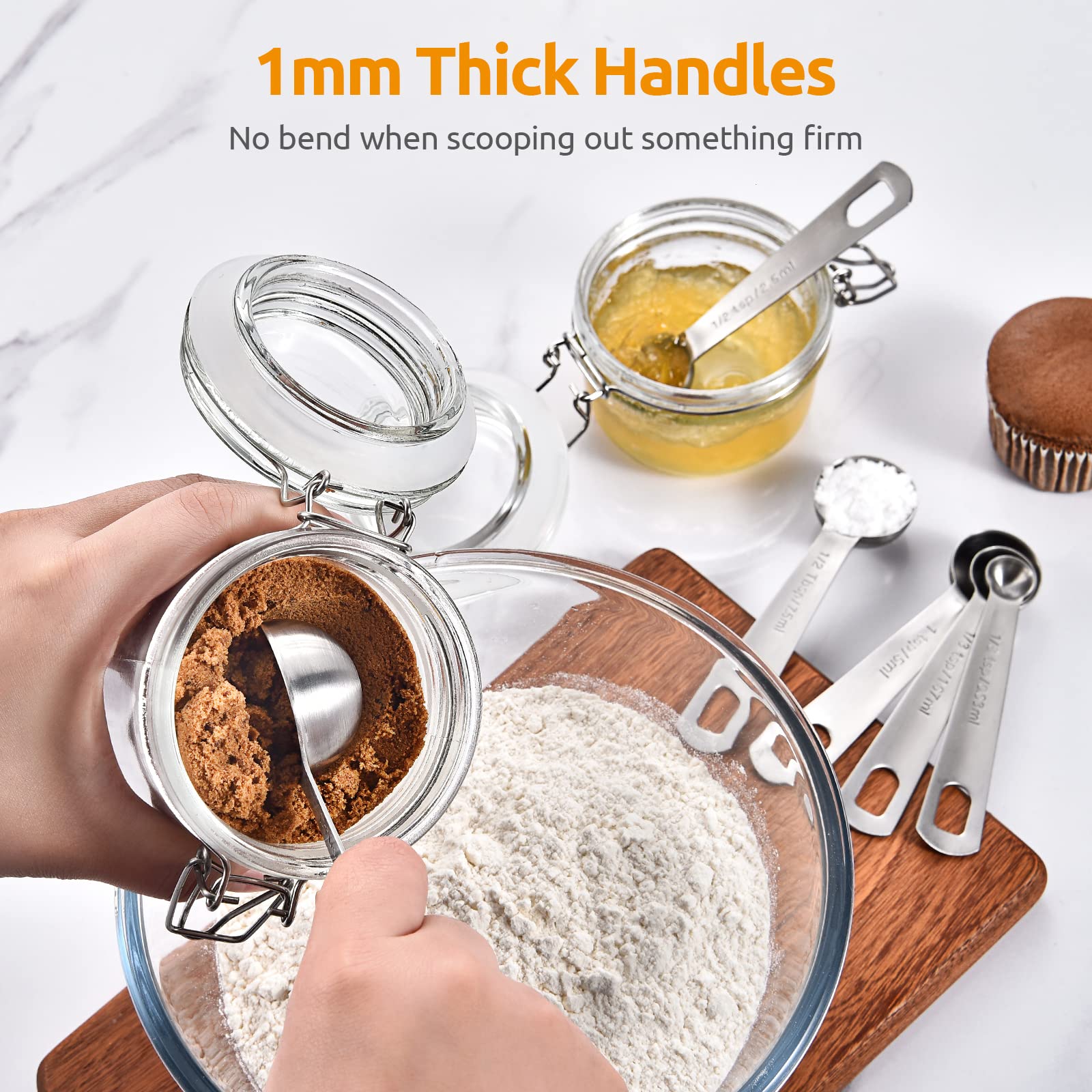 U-Taste measuring spoons 1 tsp nestable design with D-ring for storage.