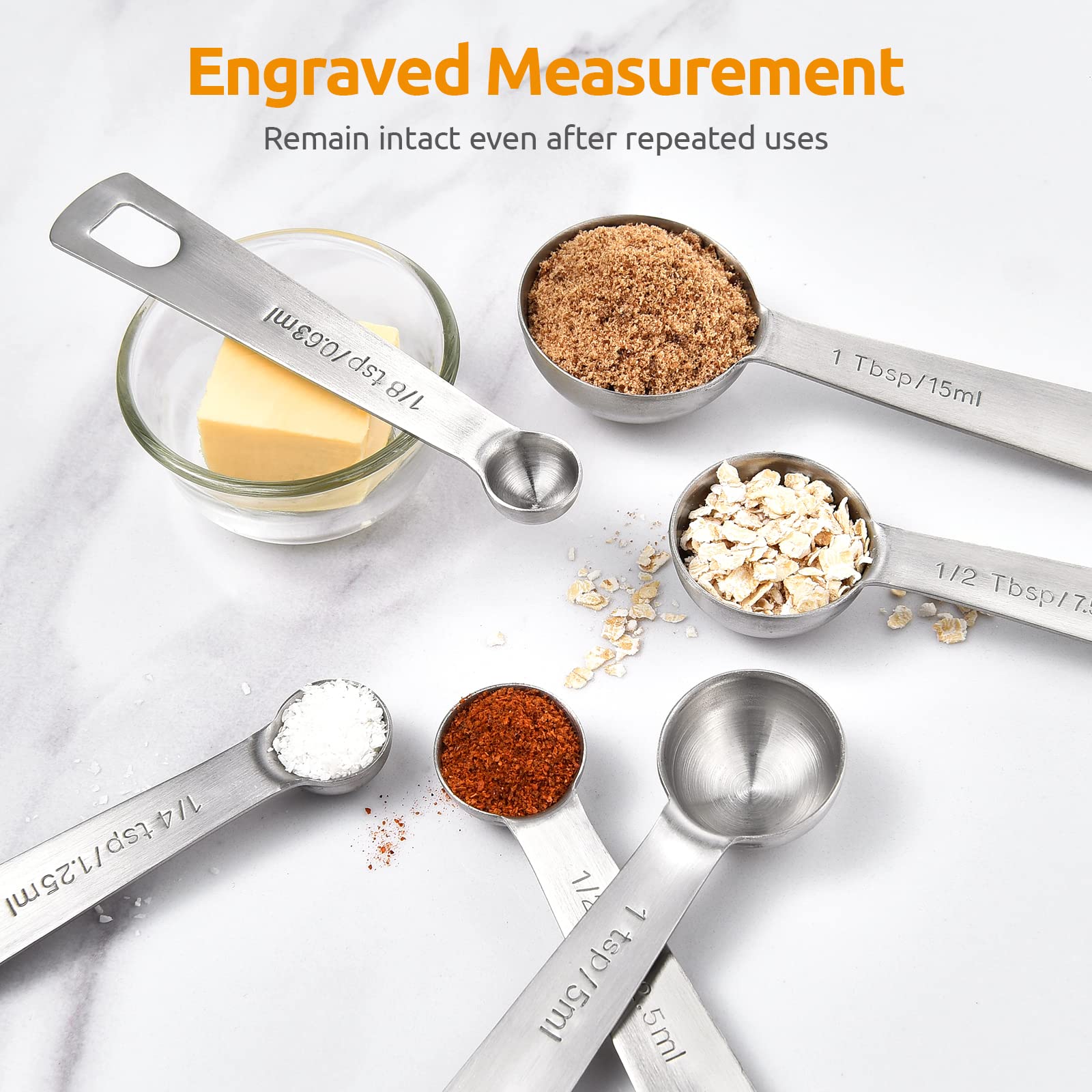 U-Taste measuring spoons 3/4 tsp highlighting ergonomic handle and safe edges.
