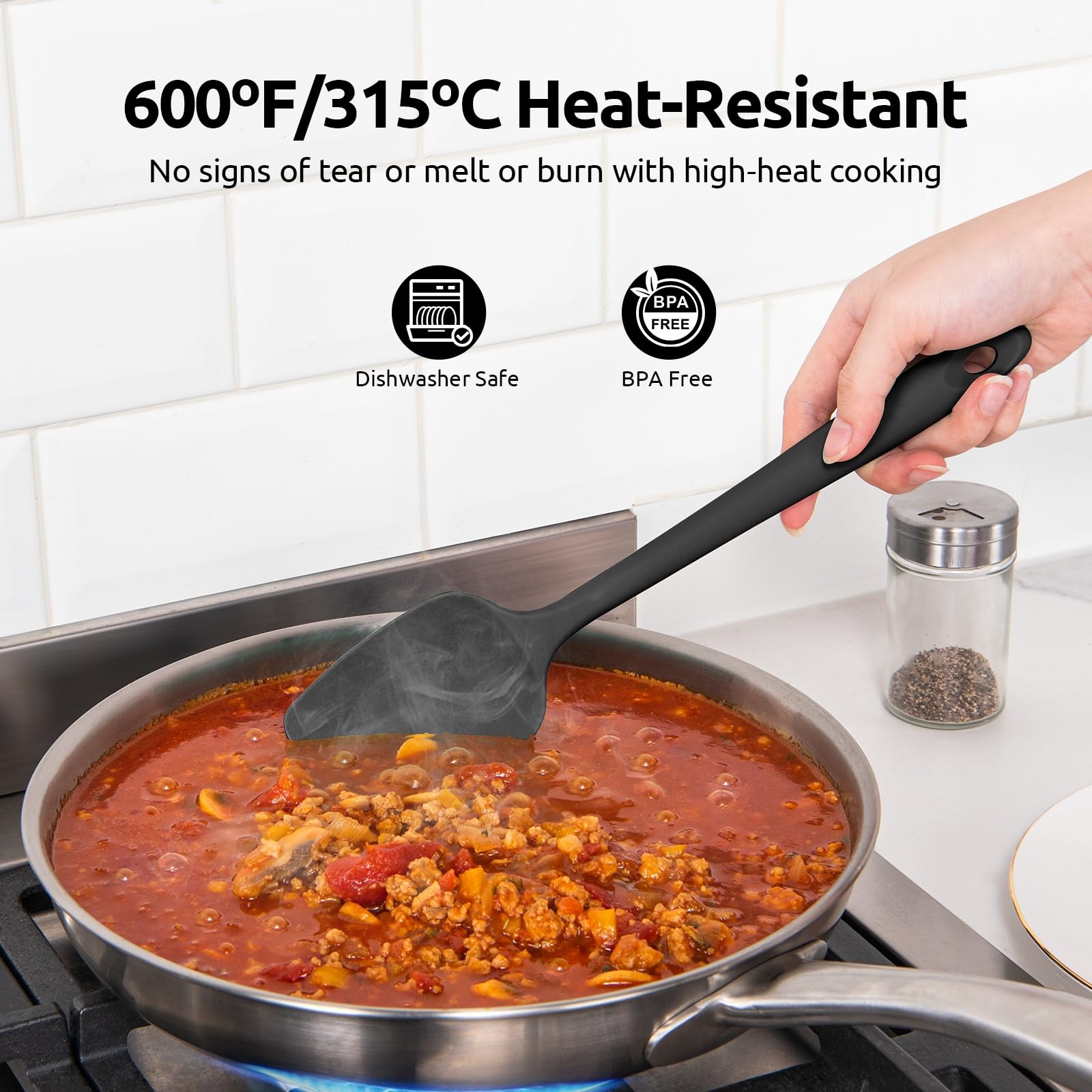 U-Taste seamless silicone spatula resists stains and odors for daily use